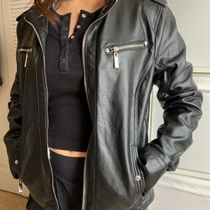 Black Faux-Leather Jacket